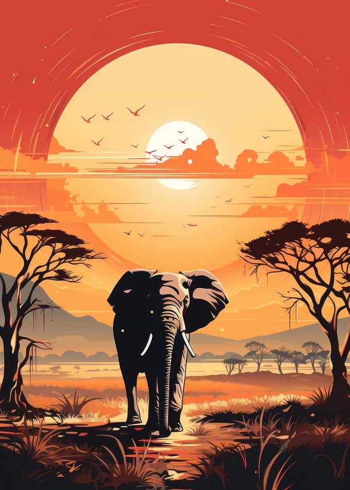 Elephant in savannah
