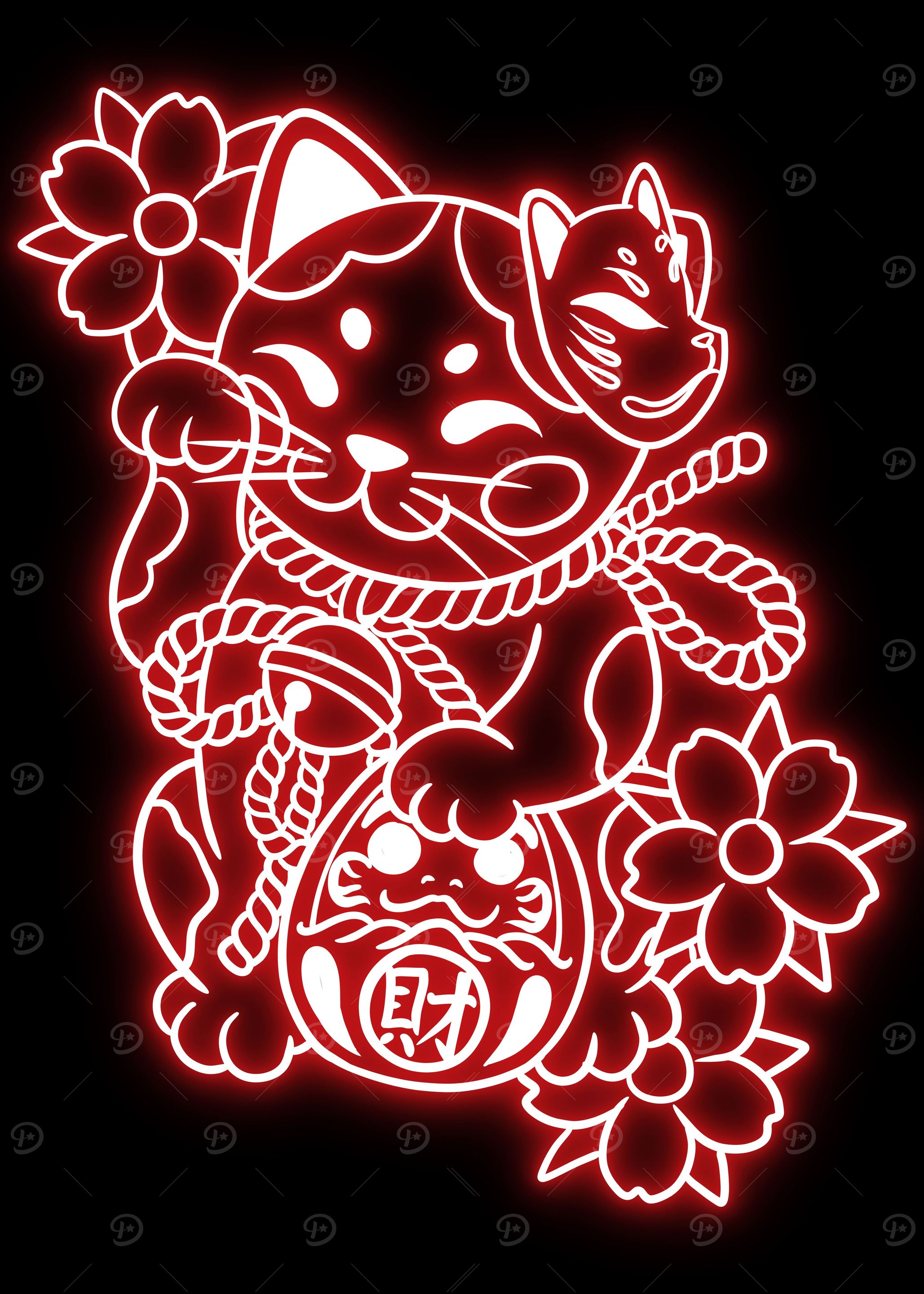 lucky cat neon