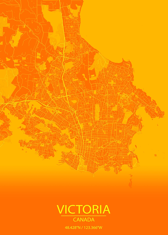 Victoria Canada Orange Map
