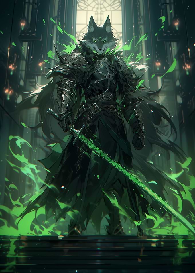 Green Blade Ninja Wolf