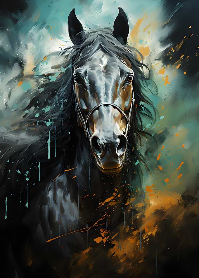 Horse in Black and Green