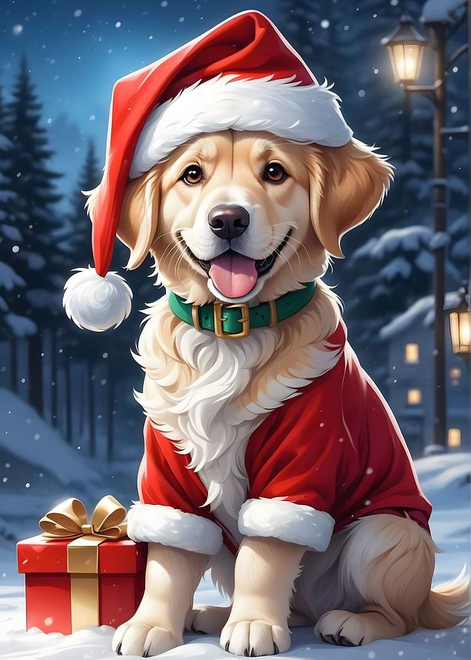 Christmas dog Golden