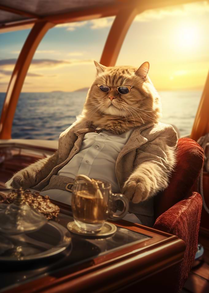 Rich Wealthy Cat Yacht