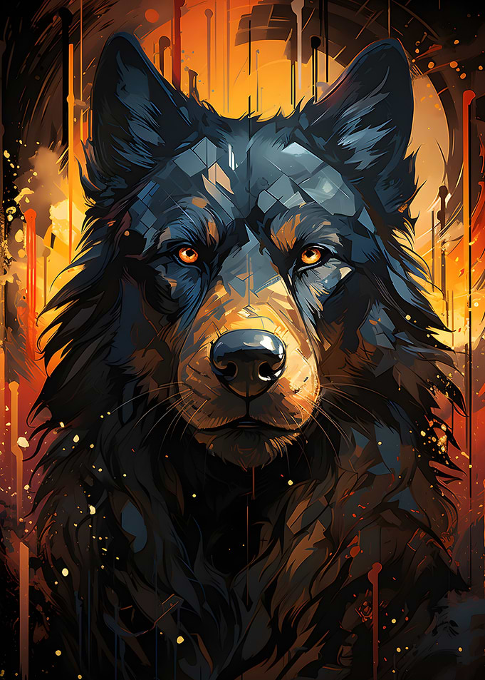 Black Wolf Painting