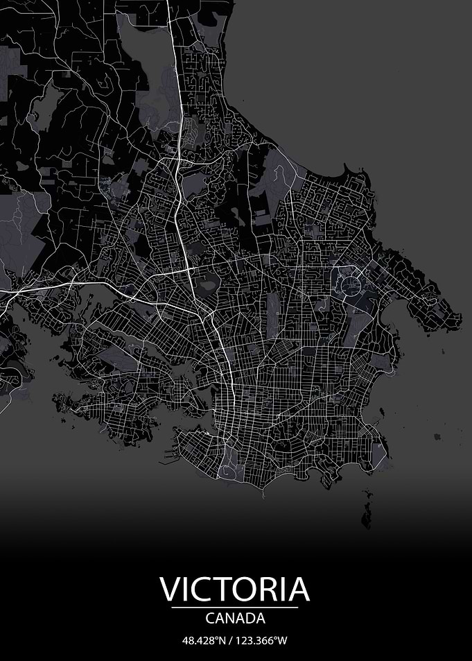 Victoria Canada Black Map