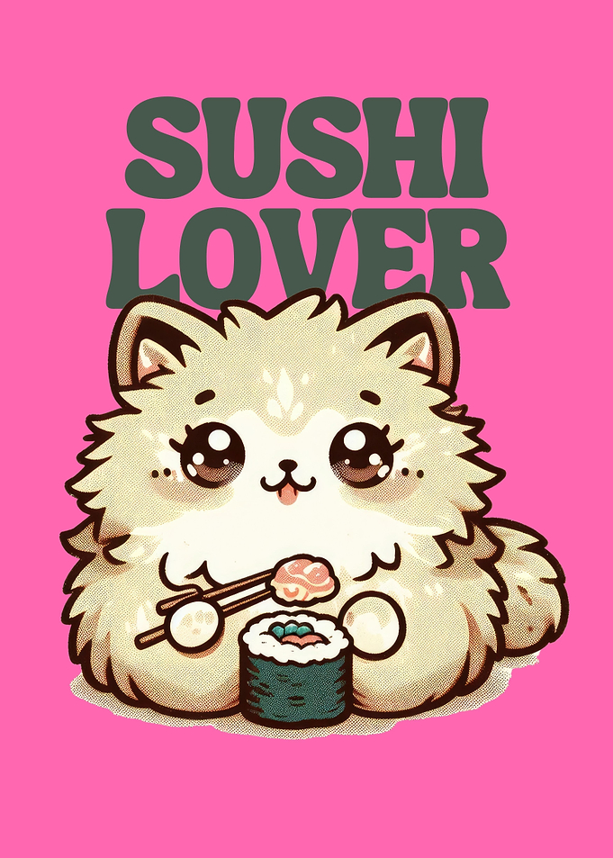 Cute kawai cat sushi lover