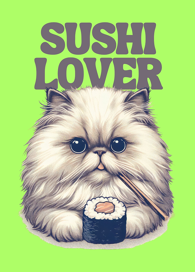 Persian cat sushi lover