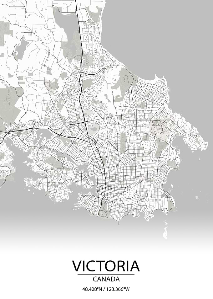 Victoria Canada White Map