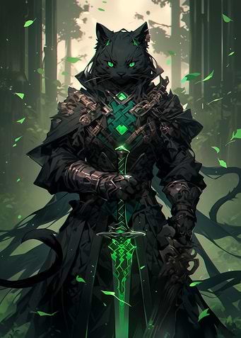 Green Blade Ronin Cat