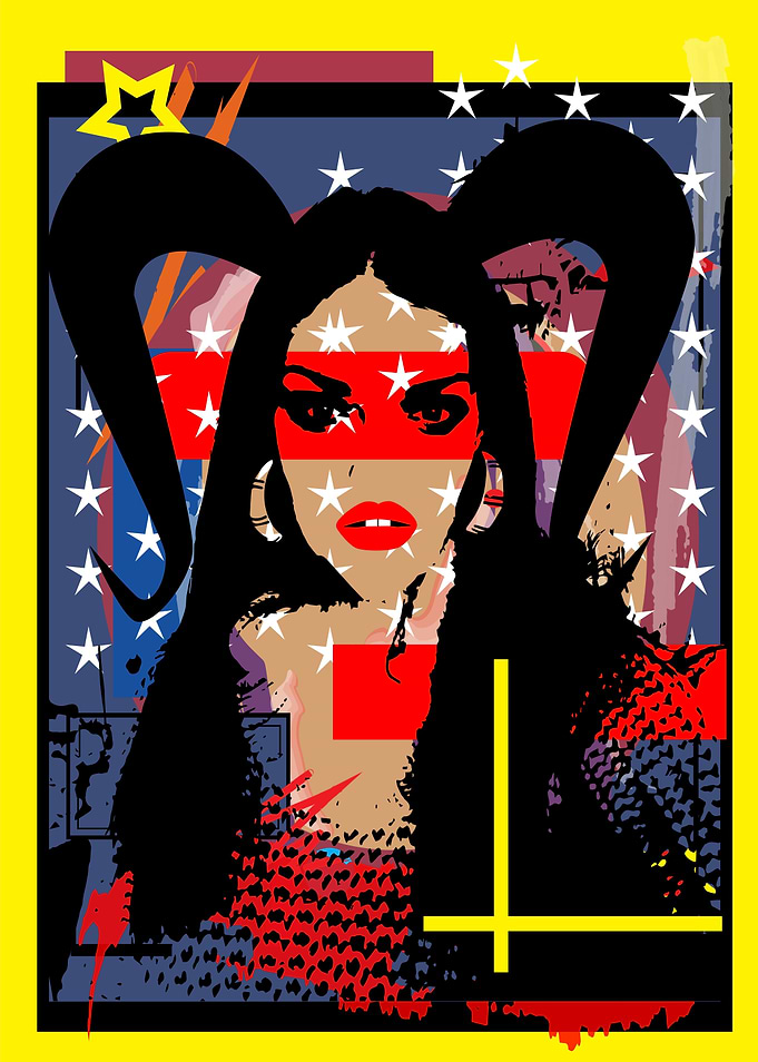 Devil girl with horns and