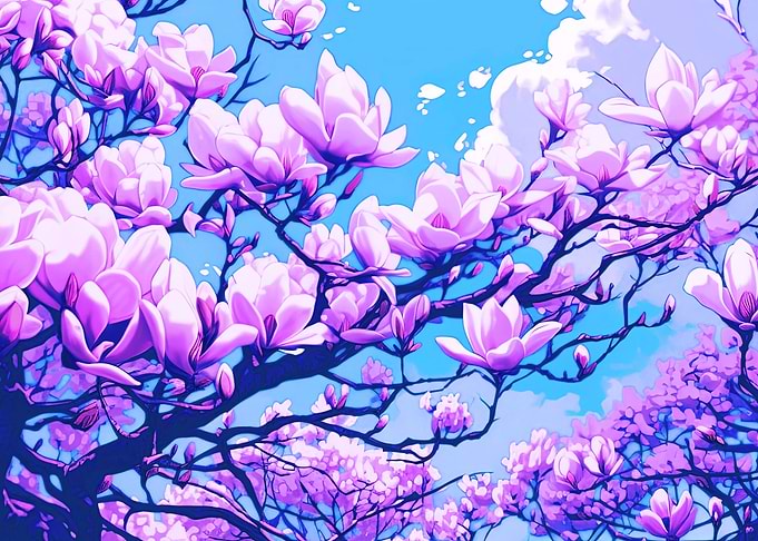 Magnolia Blooms Cyberpunk