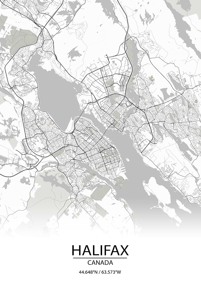 Halifax Canada White Map