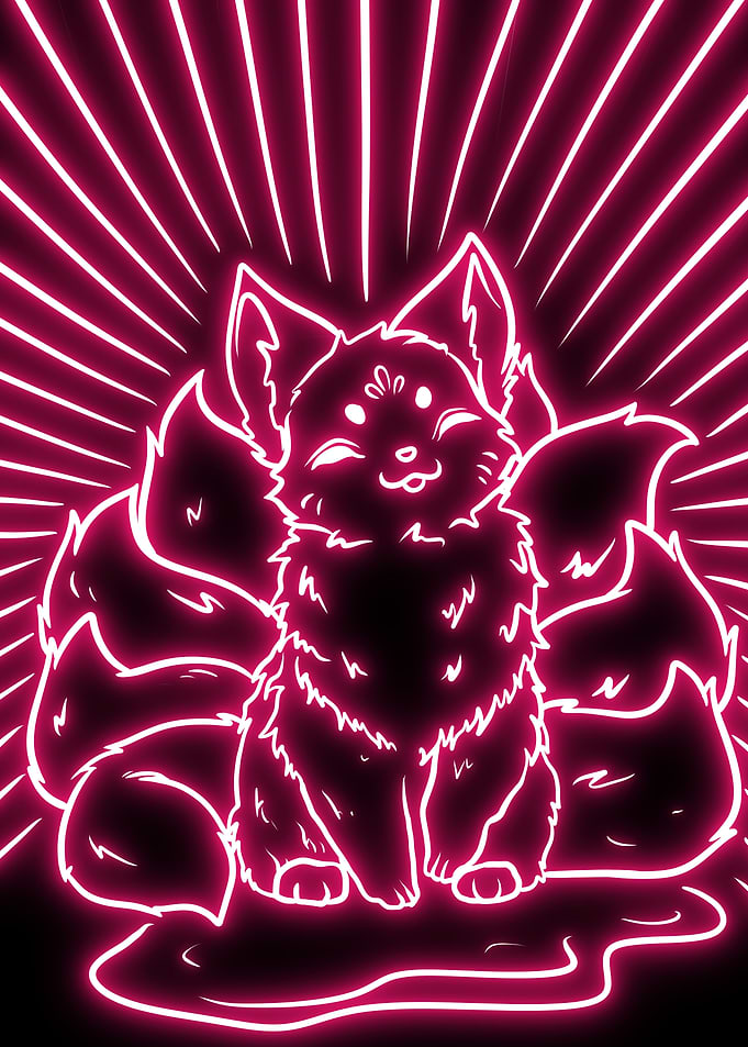 neon cute kitsune fox