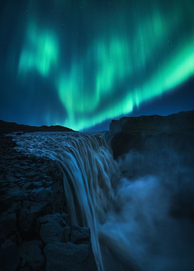 Giant Waterfall at Night