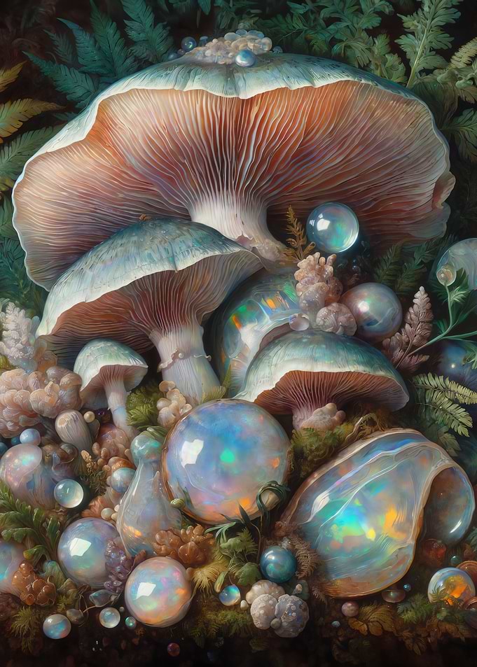 Mushrooms and opal