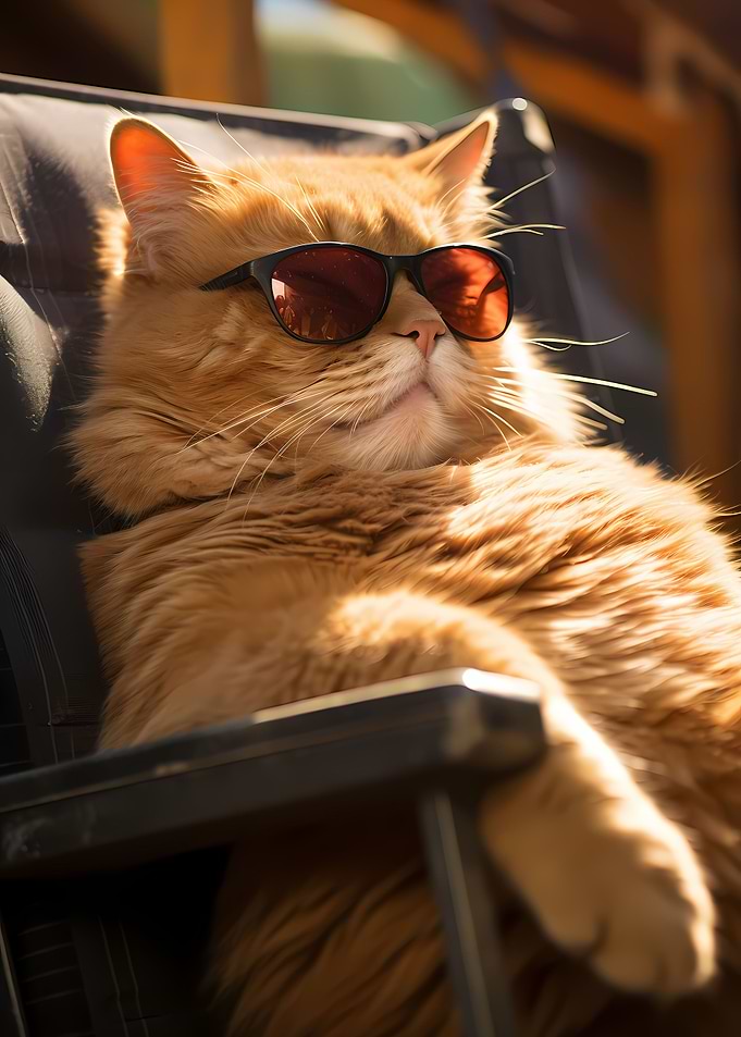 Fat Cat Chilling Sun Beach