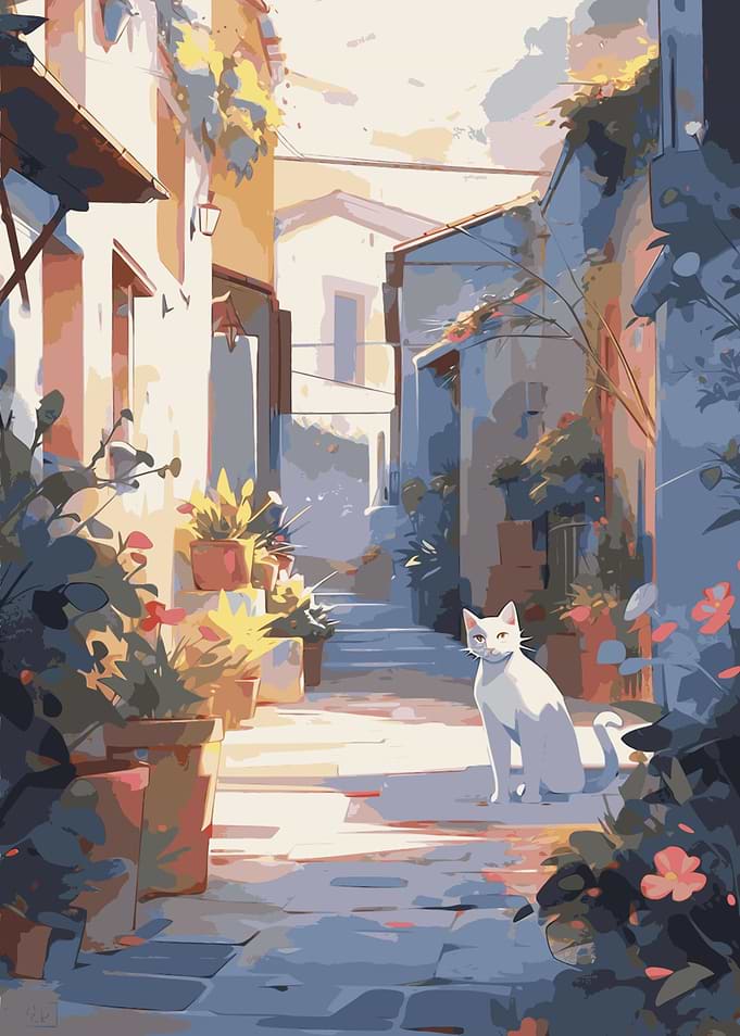 Anime Dreamy Pastel Cat