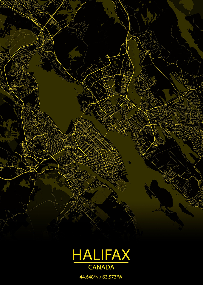 Halifax Canada Yellow Map