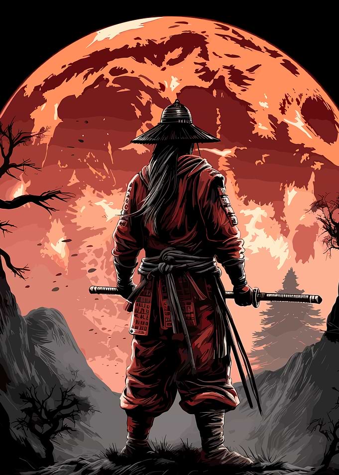 Samurai Japanese moon