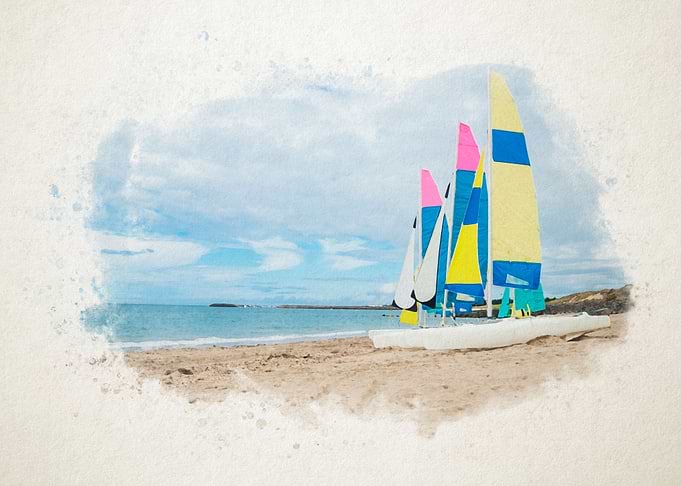 Watercolor of sailing boat
