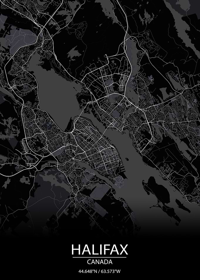 Halifax Canada Black Map