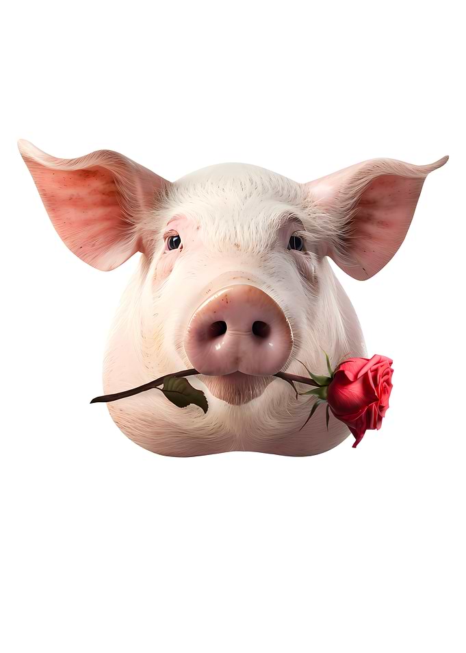 Pig Red Rose