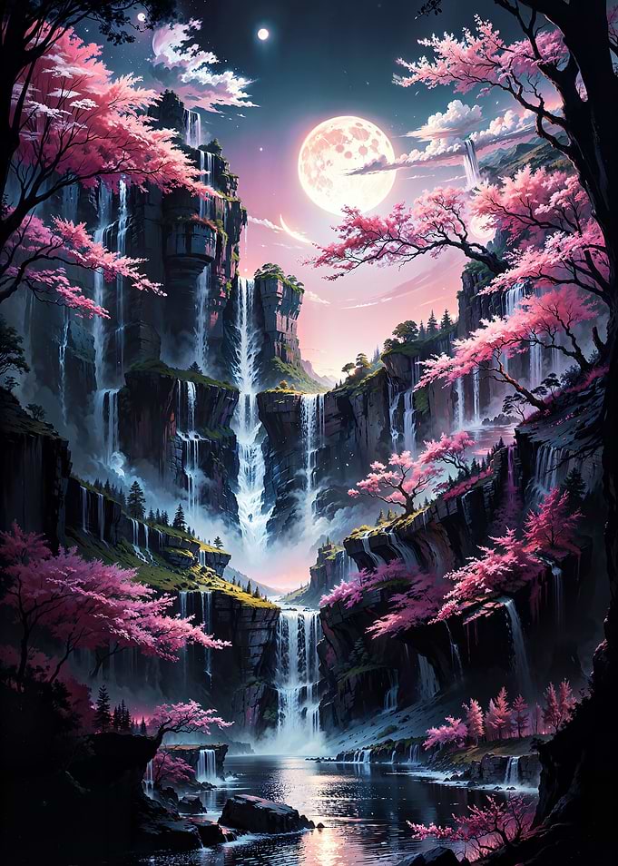 Magical Waterfall Forest