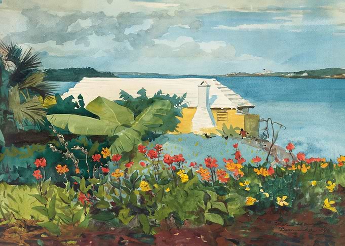 Flower garden and bungalow