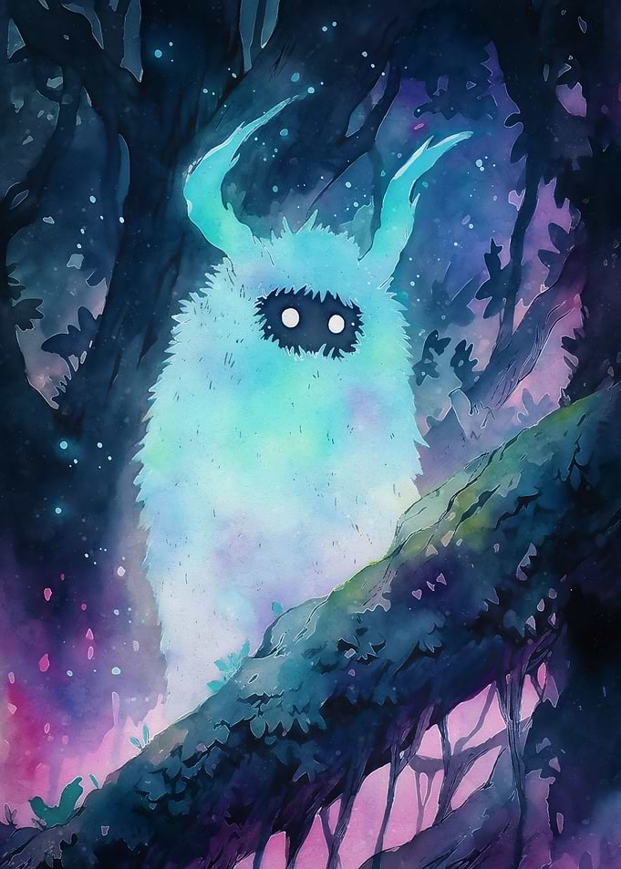 Cute watercolor monster