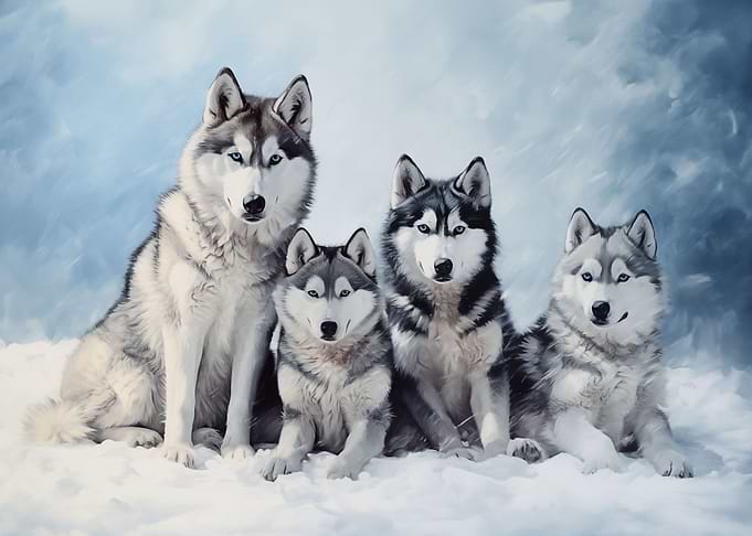 Siberian Husky pack
