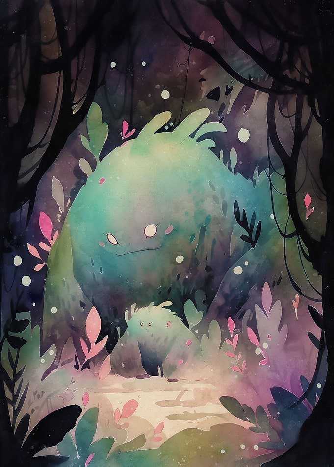 Cute watercolor monster