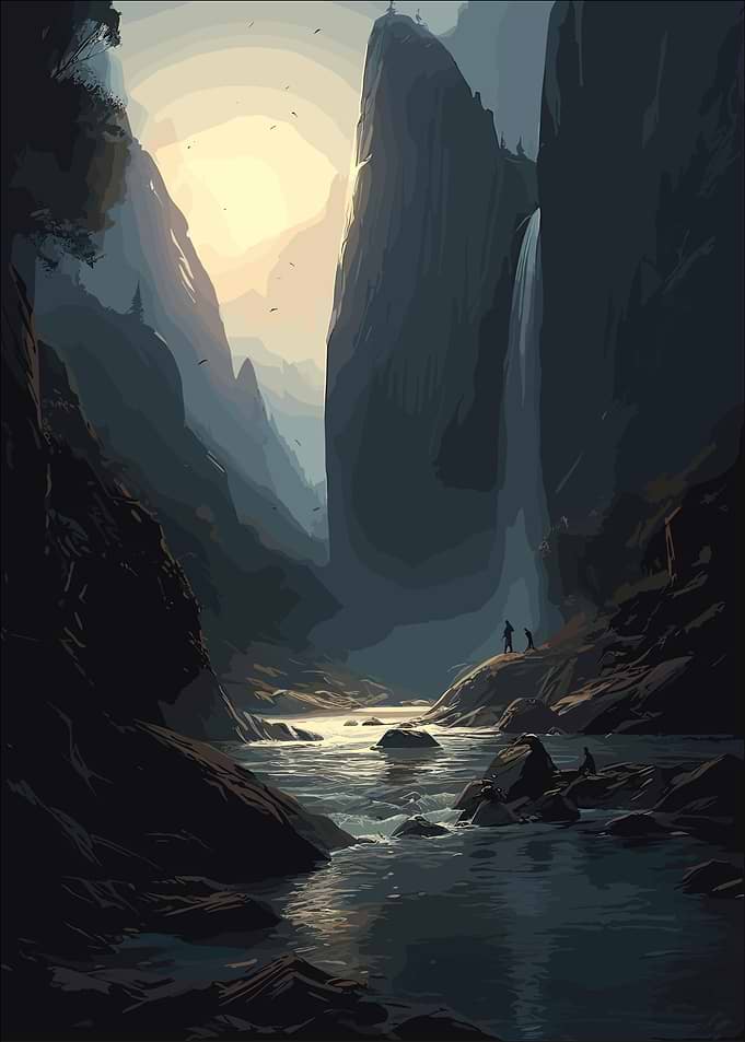 Waterfall in Forest Nature