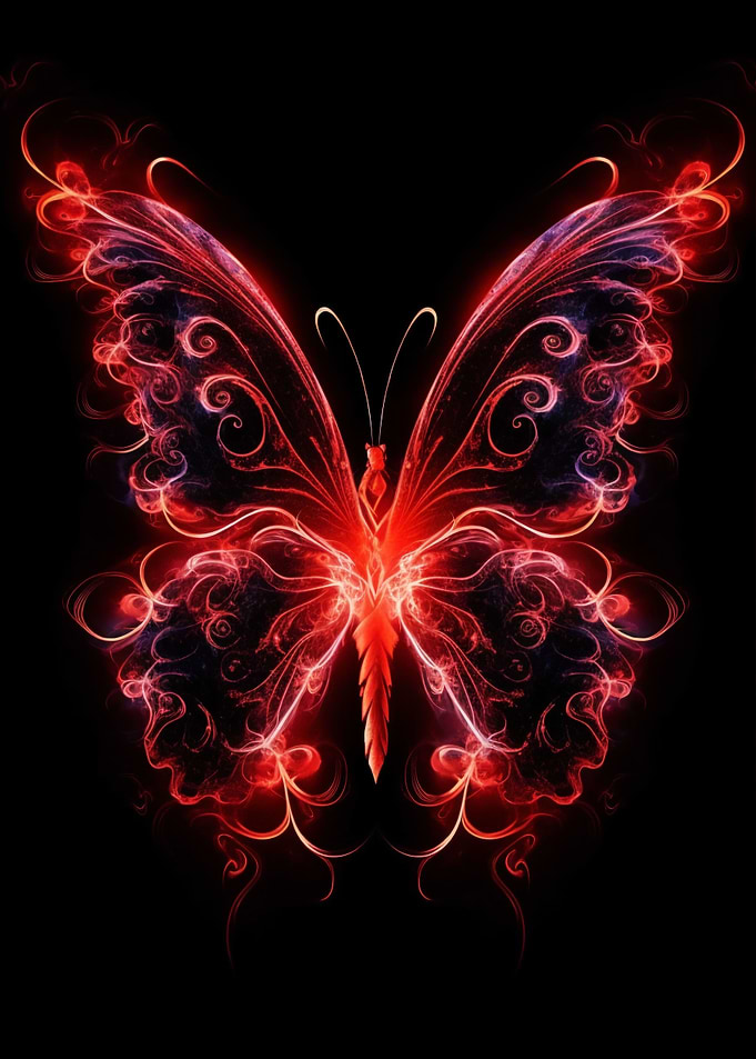 Neon Red Butterfly