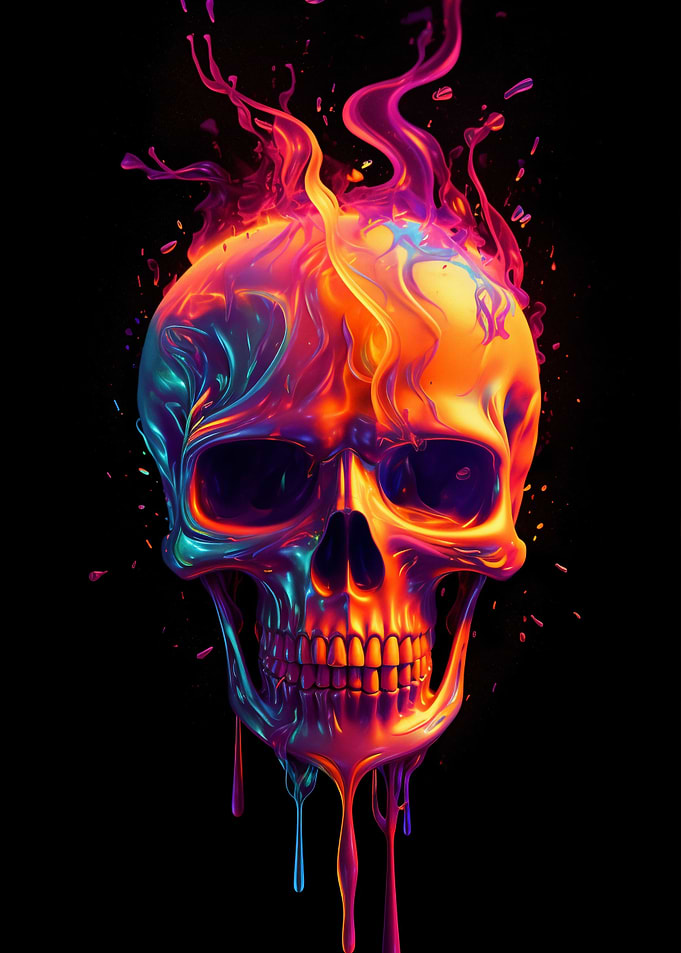Colorful Melting Skull