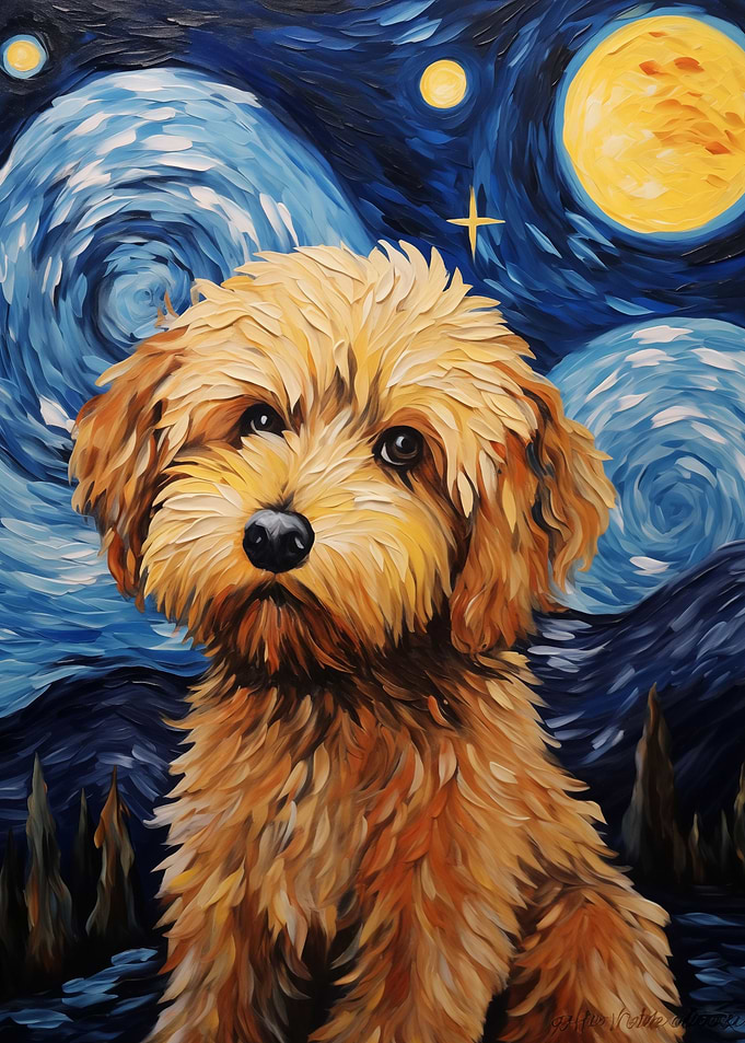 Cockapoo Starry Night Dog