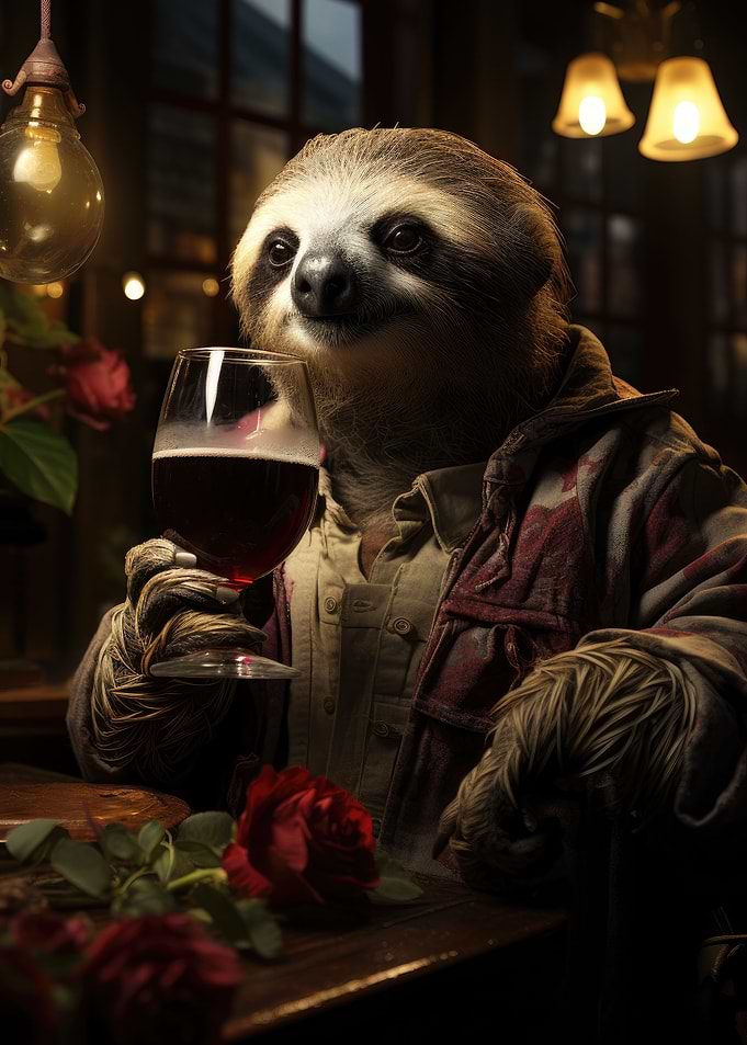 Wine Sloth and Roses