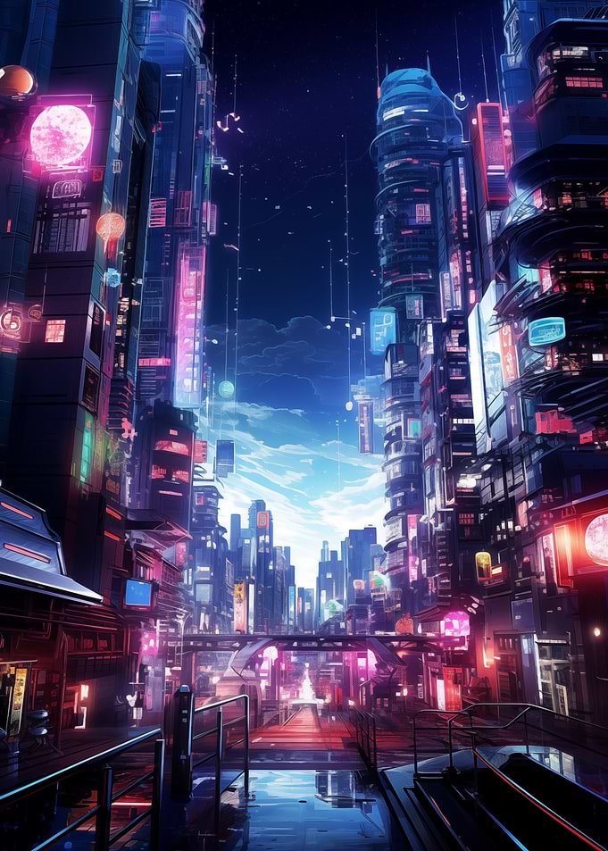 Neon Japan cyber punk city