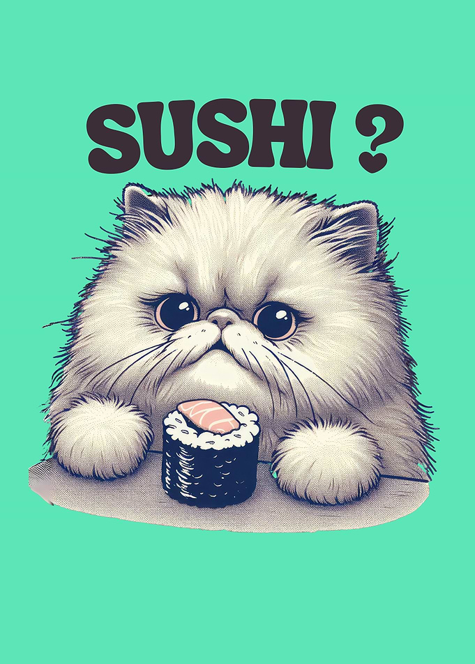 Cute kawaii pet sushi lover