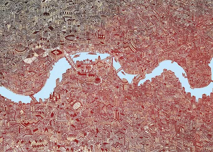 Red retro London city map