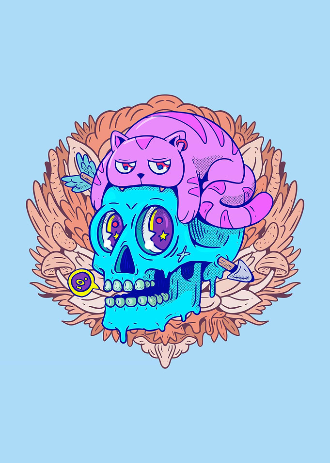 Skull and Cat