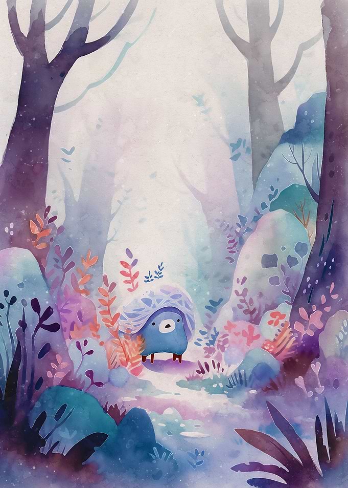 Cute watercolor monster