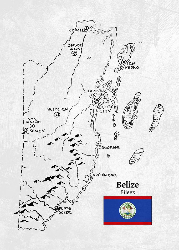 Handdrawn Belize Map