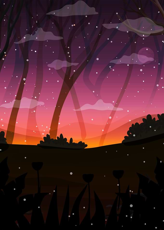 Fireflies Forest At Night