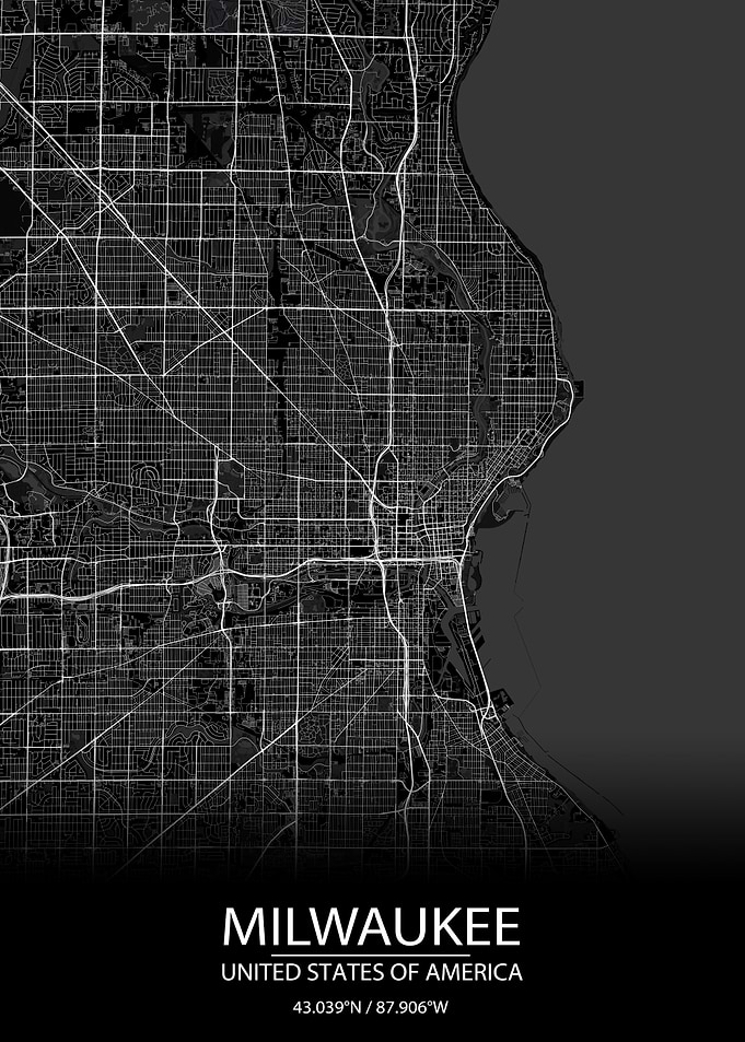 Milwaukee USA Black Map