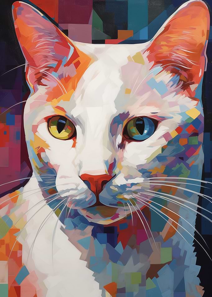 Pop art white cat