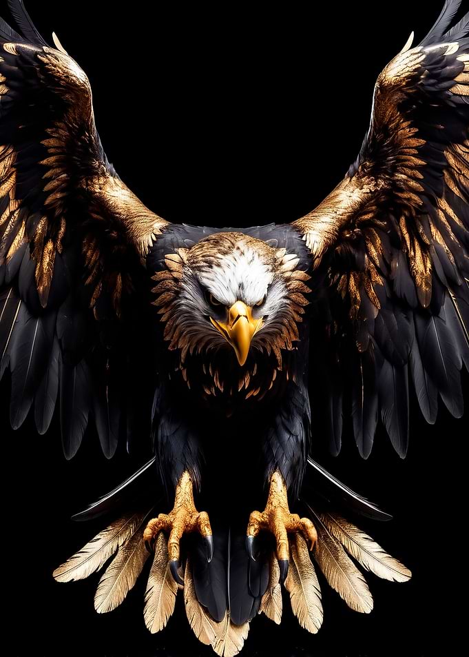 black and gold eagle art
