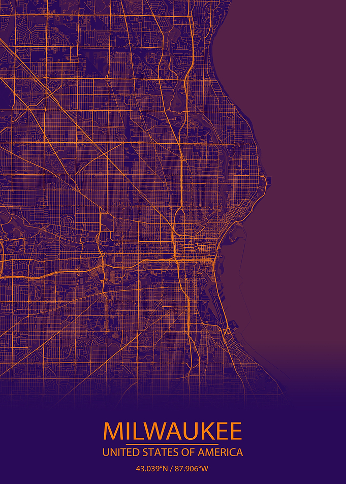Milwaukee USA Purple Map