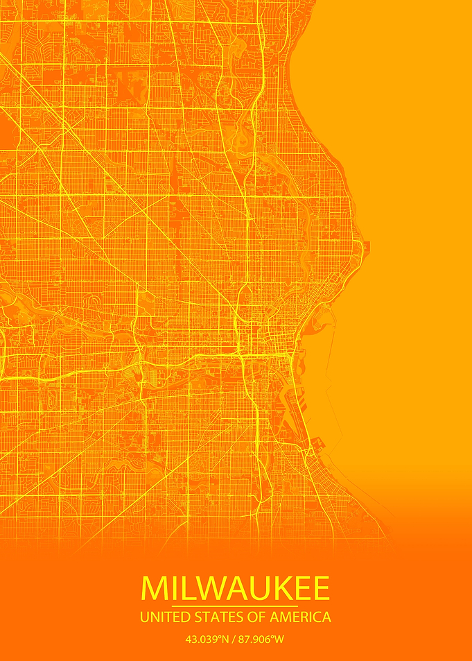 Milwaukee USA Orange Map