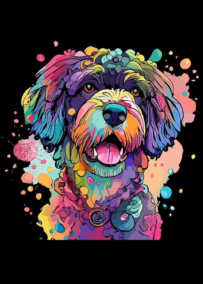 Water Dog In Watercolor