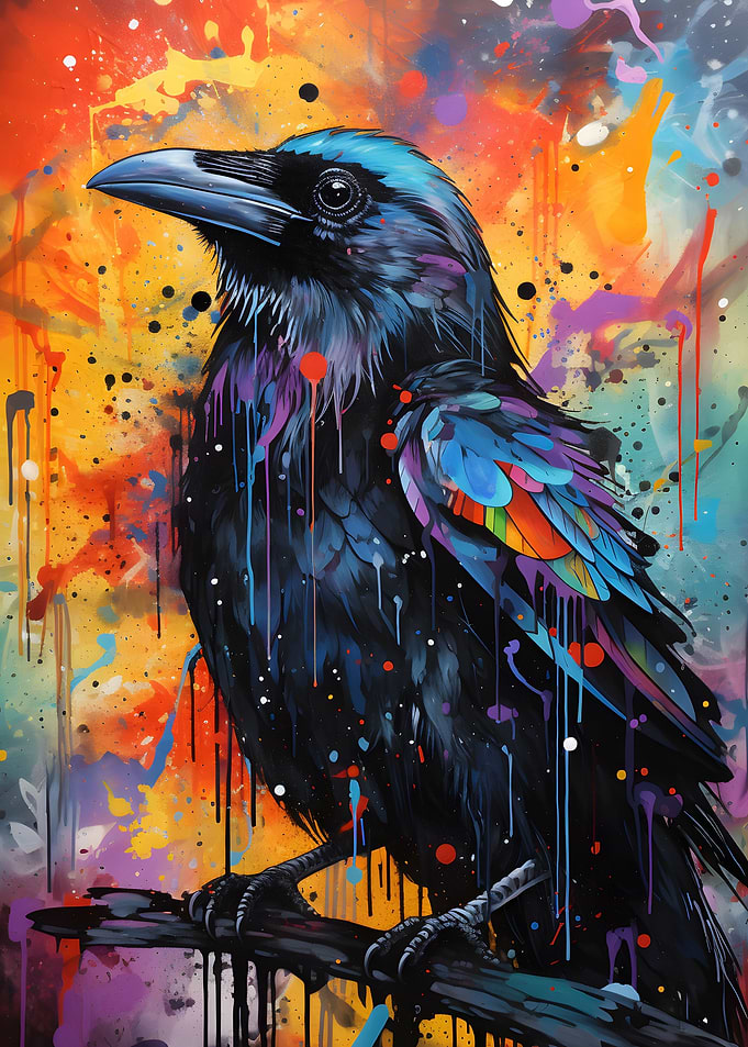 Abstract Raven Watercolor